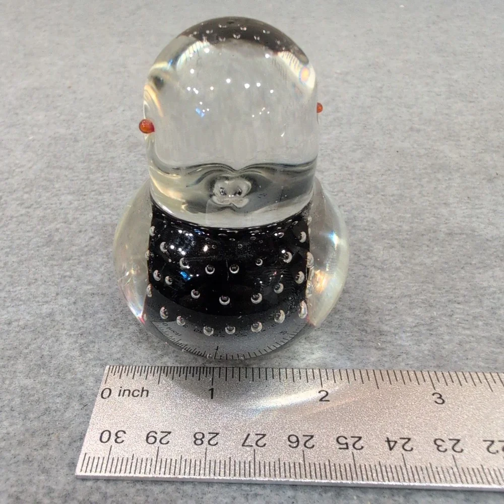 Kreiss Glass Figurine Bubble Bird Paperweight Red Eyes Black Body Handcrafted - Picture 3 of 5
